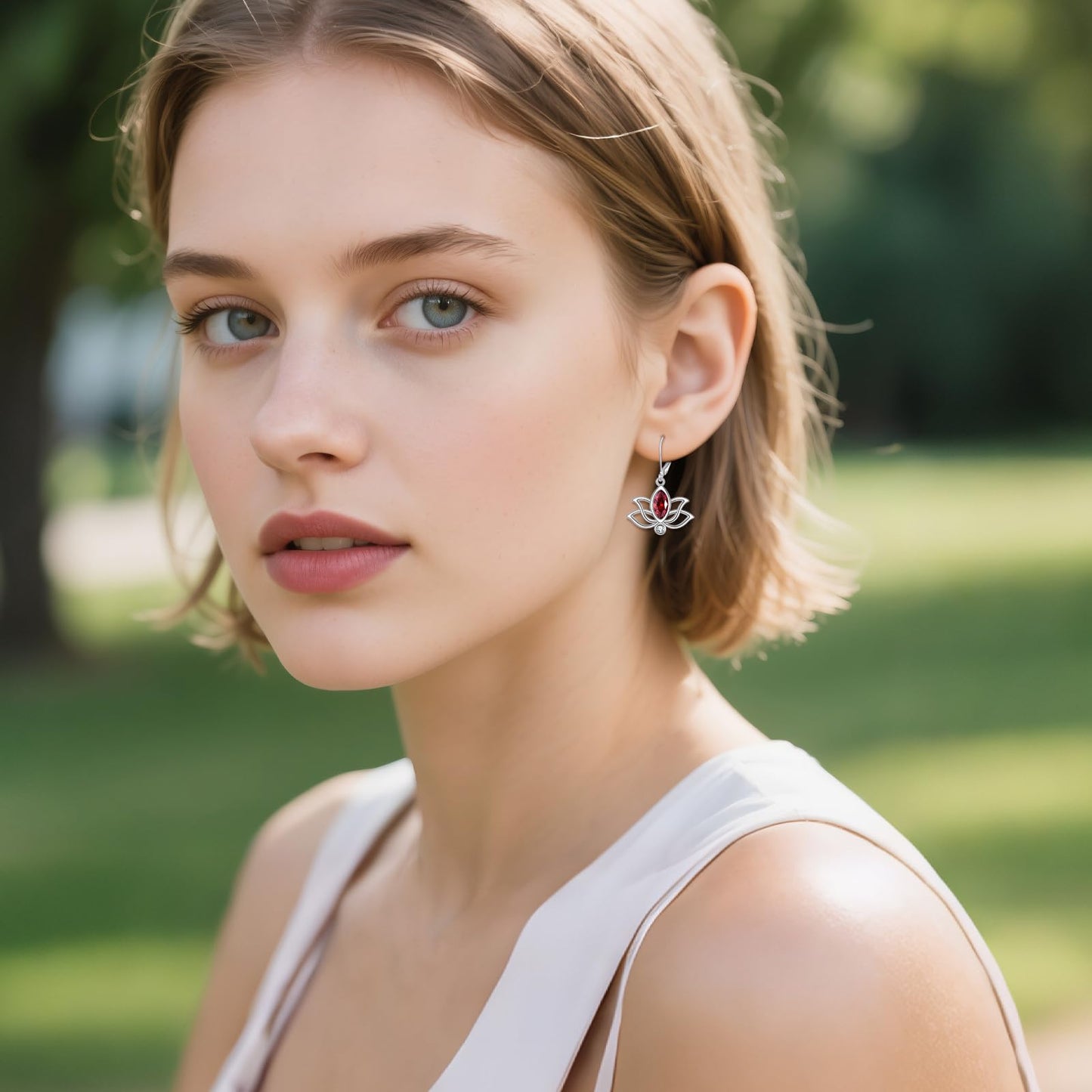 YFN Lotus Flower Earrings Sterling Silver Birthstone Lotus Leverback Dangle Drop Earrings Jewelry Gifts for Women (A. Jan)