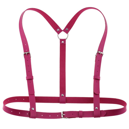 Yuschuh Women Girl Punk Leather Harness Belt Adjustable Body Waist Belt Accessories Belt Goth Waist Straps Belt Rose Red