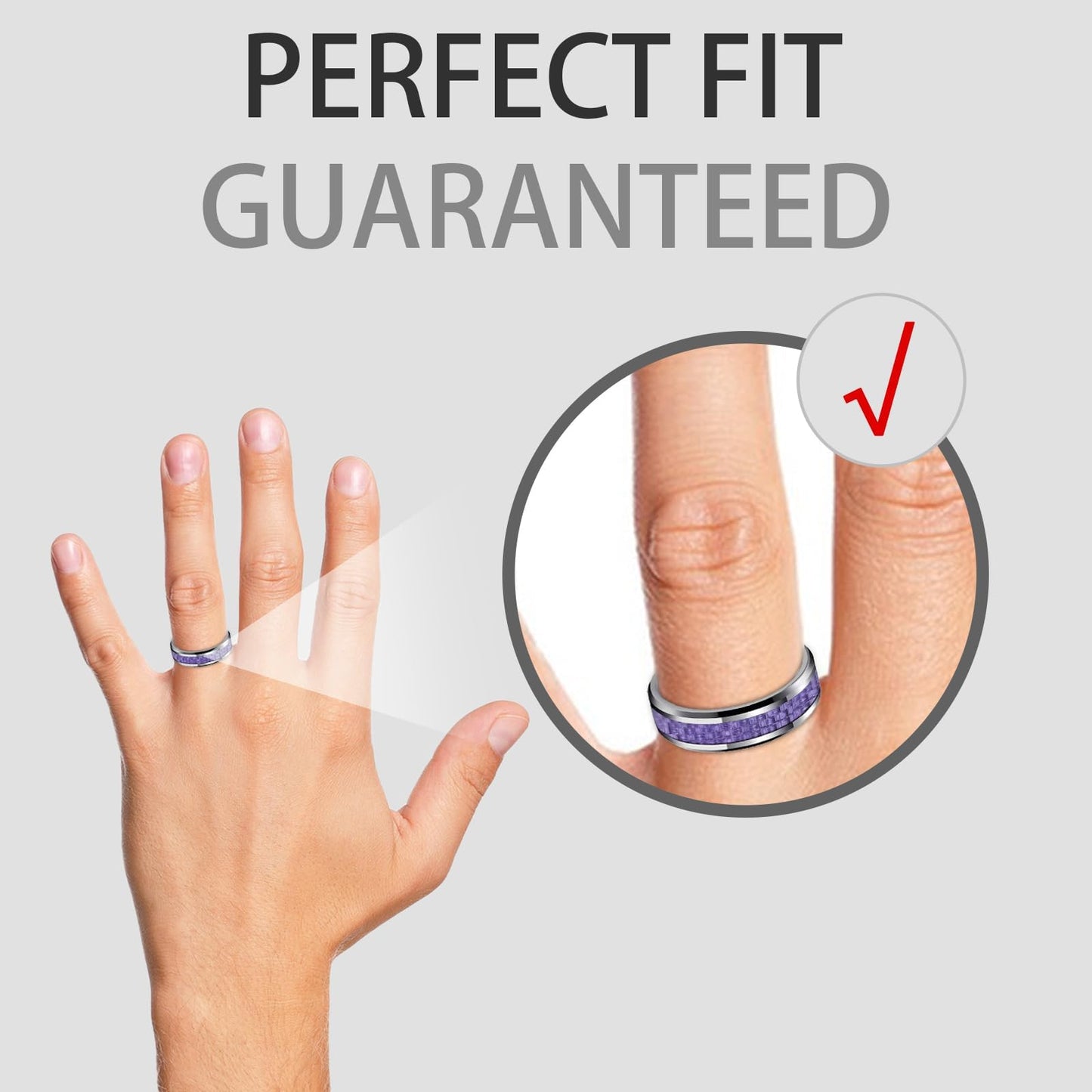 HJIMMNHONG New Carbon Fiber Fashion Rings Double Beveled Edge Delicate Polished Simple Stainless Steel Mens and Women Rings,8mm,Purple,Size10