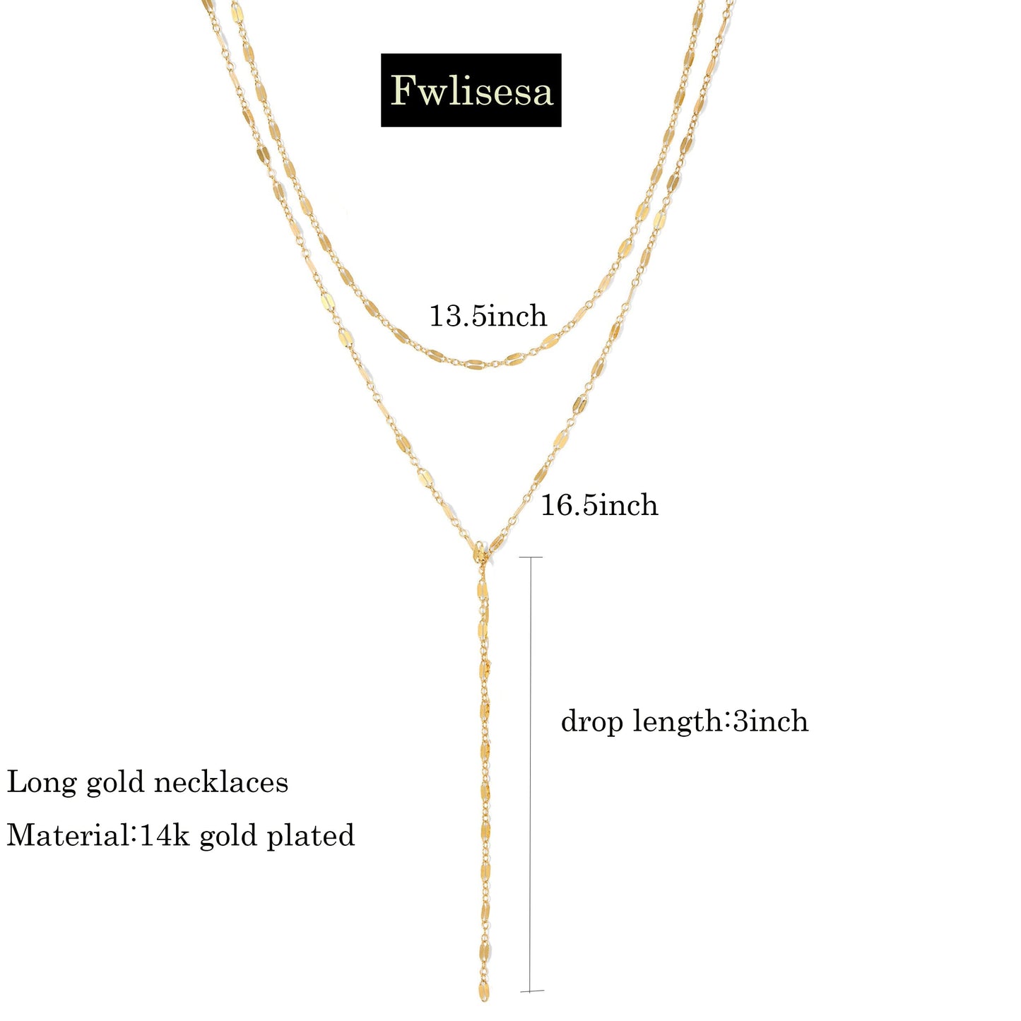 Fwlisesa Chunky Gold Necklace Stack, Dainty Choker Necklace 14k Gold Plated Layered Long Necklace Simple Layering Gold Chain Necklace Fashion Layering Chunky Chain Choker Womens Jewelry for Women
