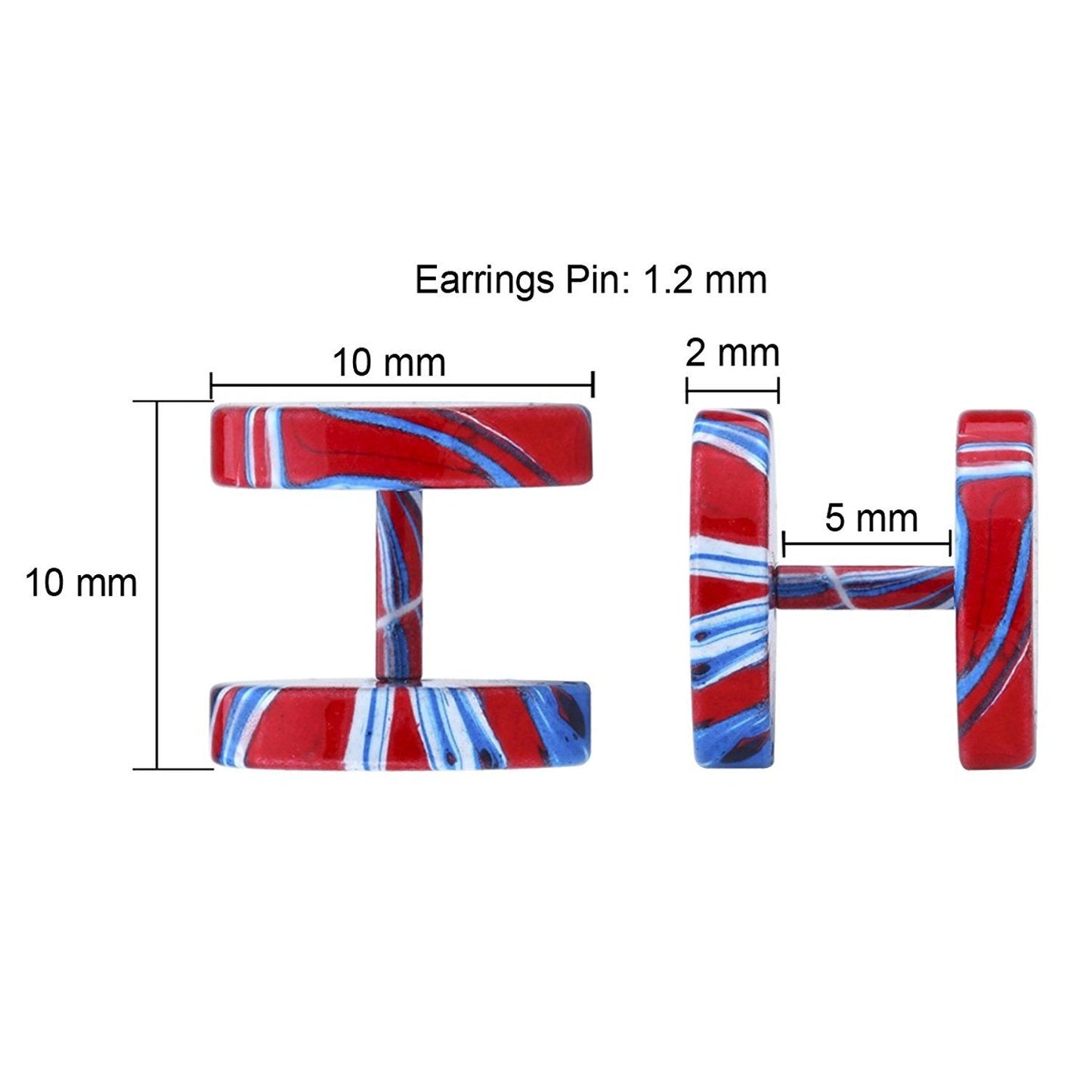 JEWELRIESHOP Fake Plugs Faux Gauge Earrings Stainless Steel Studs Circle Flat Back Cheater Illusion Tunnel Dumbbell Barbell Earrings Fake Ear Plugs for Women (16G, 6 Pairs, 10mm)
