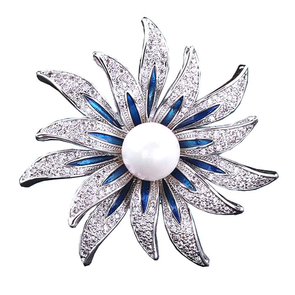 Large Brooch Pins for Women Fashion Silver Flower Floral Jewelry