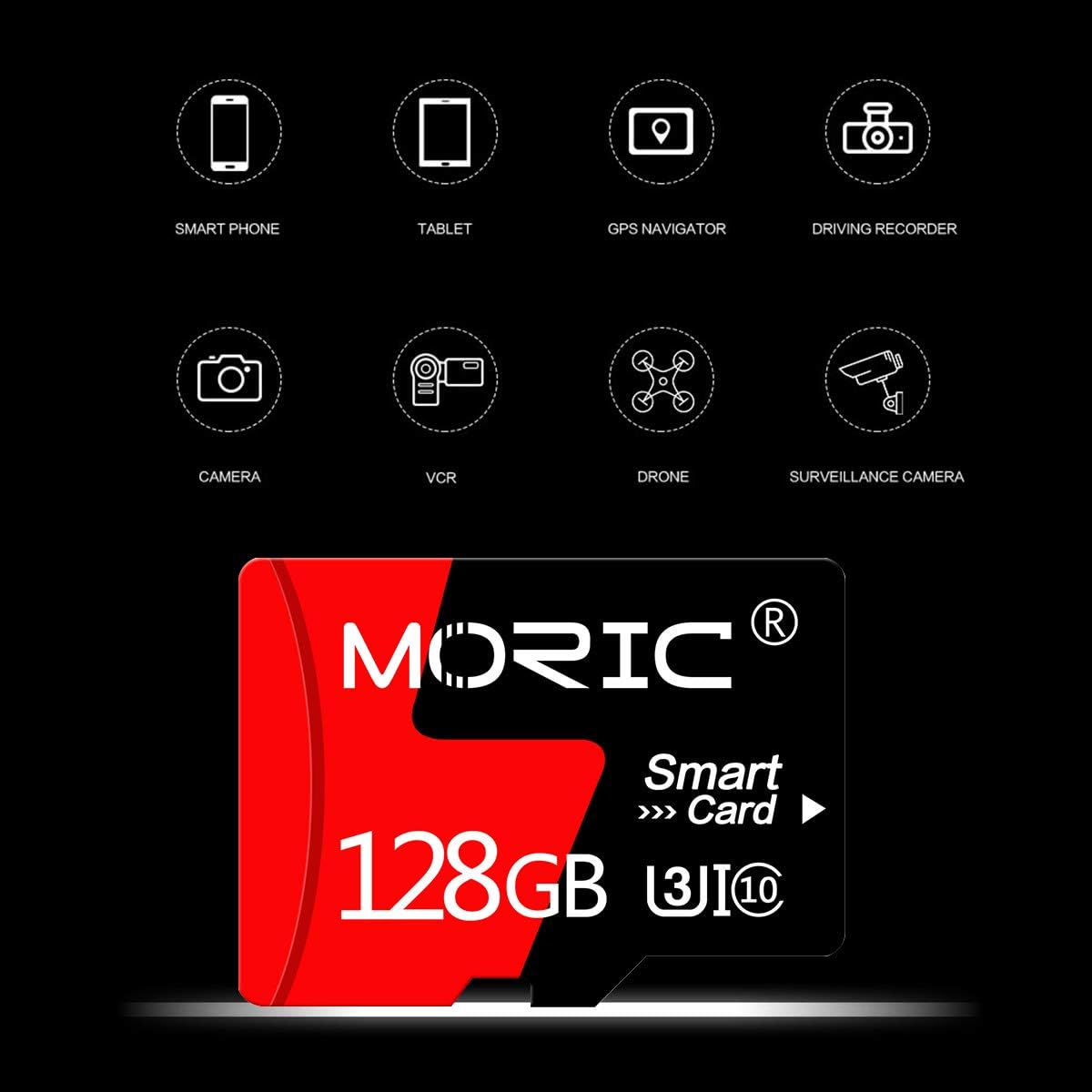 MORIC 2 Pack 128GB Card,C10 A1 Micro SD Card with Adapter High Speed Memory Memory TF Card for Camera/Dash