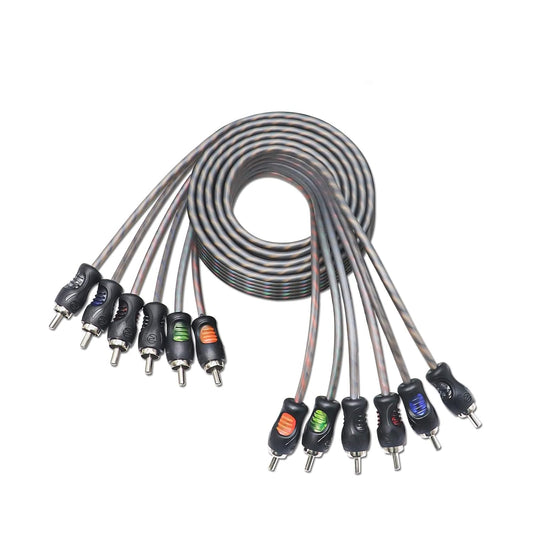 RCI66 99.99% 6ft 6-Channel RECOIL Oxygen Free Copper RCA Audio Cable, Twisted Pair with Noise Reduction
