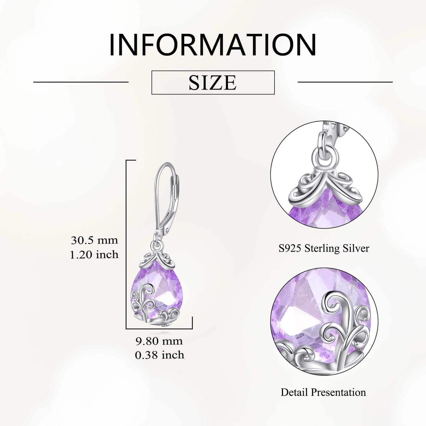 POPLYKE BirthStone Filigree Teardrop Drop Dangle Earrings Sterling Silver Alexandrite Leverback Earrings June Birthstone Jewelry Gifts for Women
