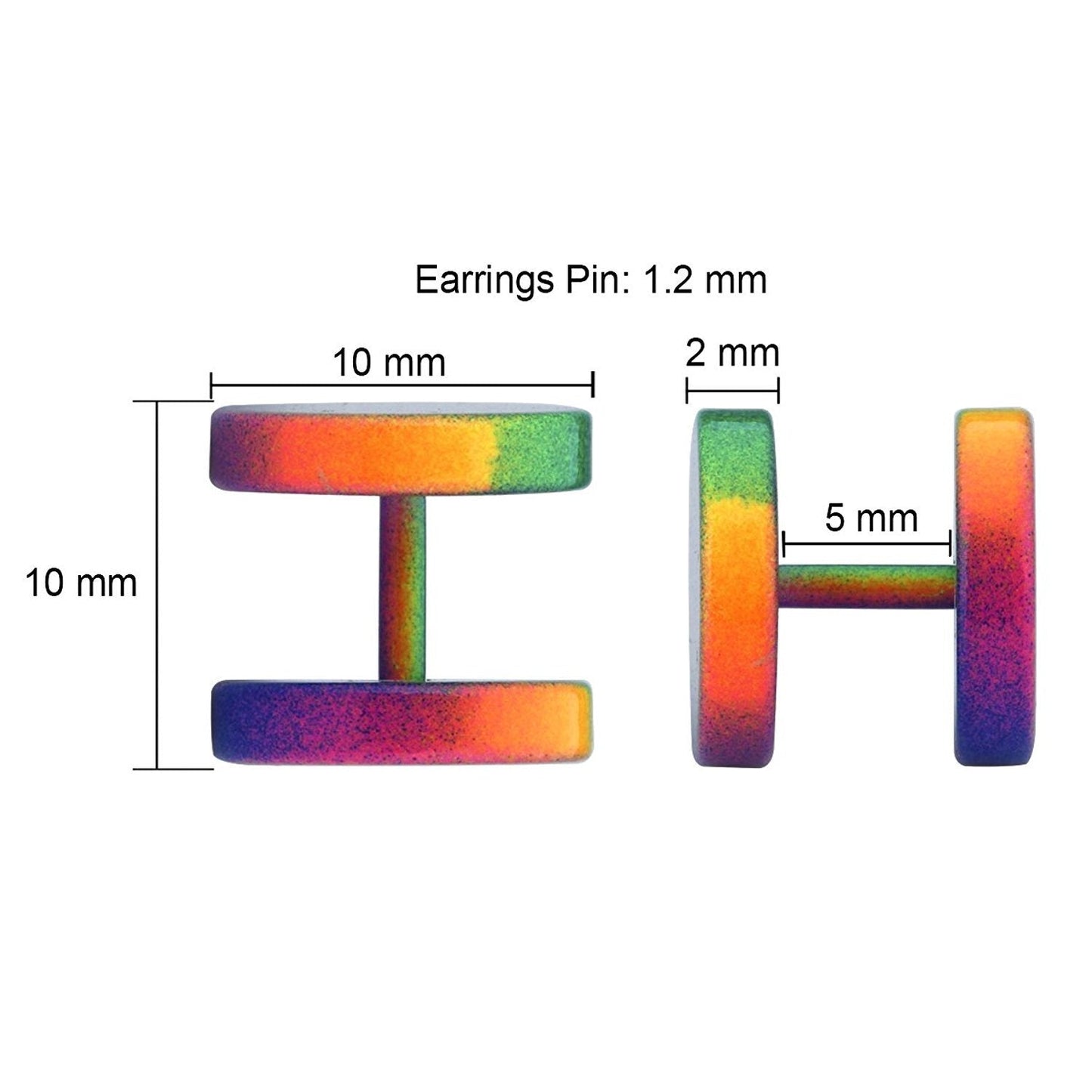 JEWELRIESHOP Fake Plugs Faux Gauge Earrings Stainless Steel Studs Circle Flat Back Cheater Illusion Tunnel Dumbbell Barbell Earrings Fake Ear Plugs for Women (16G, 6pcs, 10mm)