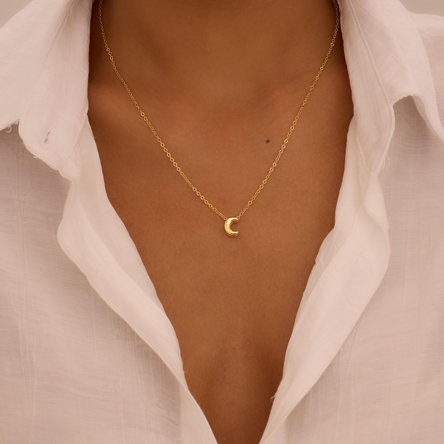 CUEZIY 14K Gold Plated Bubble Letter Necklace Initial Necklaces for Women Dainty Personalized Charm Pendant Name Necklace Cute Non Tarnish Fashion Accessories Teen Gift Trendy Stuff Jewelry Gifts