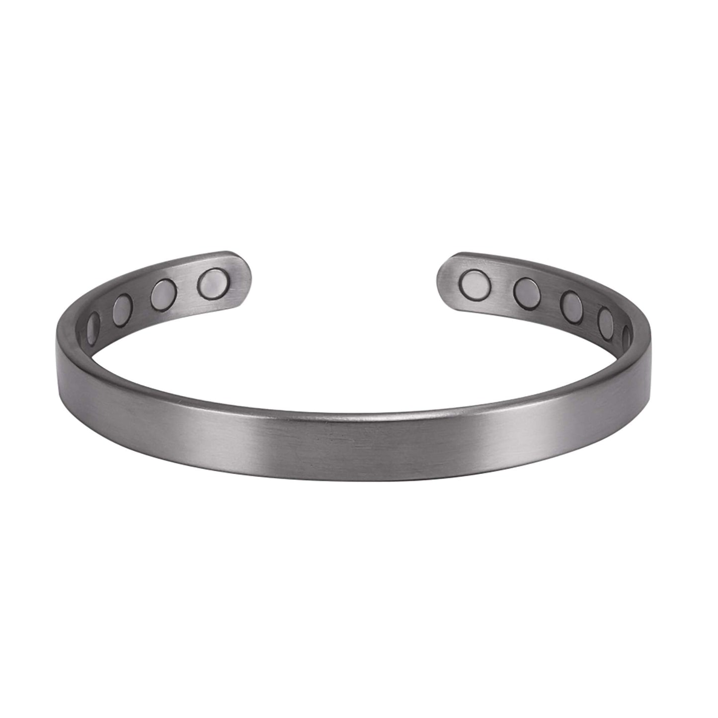 MagnetRX® Magnetic Bracelets for Men & Women - Elegant Bangle Men’s Cuff - Golf/Tennis Elbow & Balance, Stainless Steel Magnetic Bracelets for Women (Brushed Silver, Large (Pack of 1))