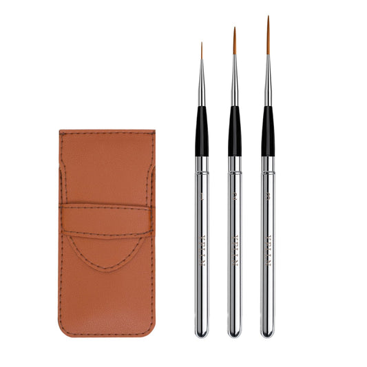 3pcs Elegant Watercolor Brushes - Travel Kit with Leather Pouch Perfect for Watercolor Gouache Ink Painting，Long Lines, Thin Details, Fine Drawing Sizes