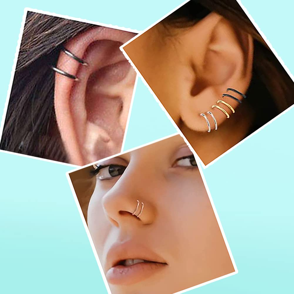 VitaCool Fake Septum Fake Nose Rings Magnetic Nose Ring Faux Septum Ring Non Piercing Jewelry for Women Men (9 Pcs-T02-Magnet)