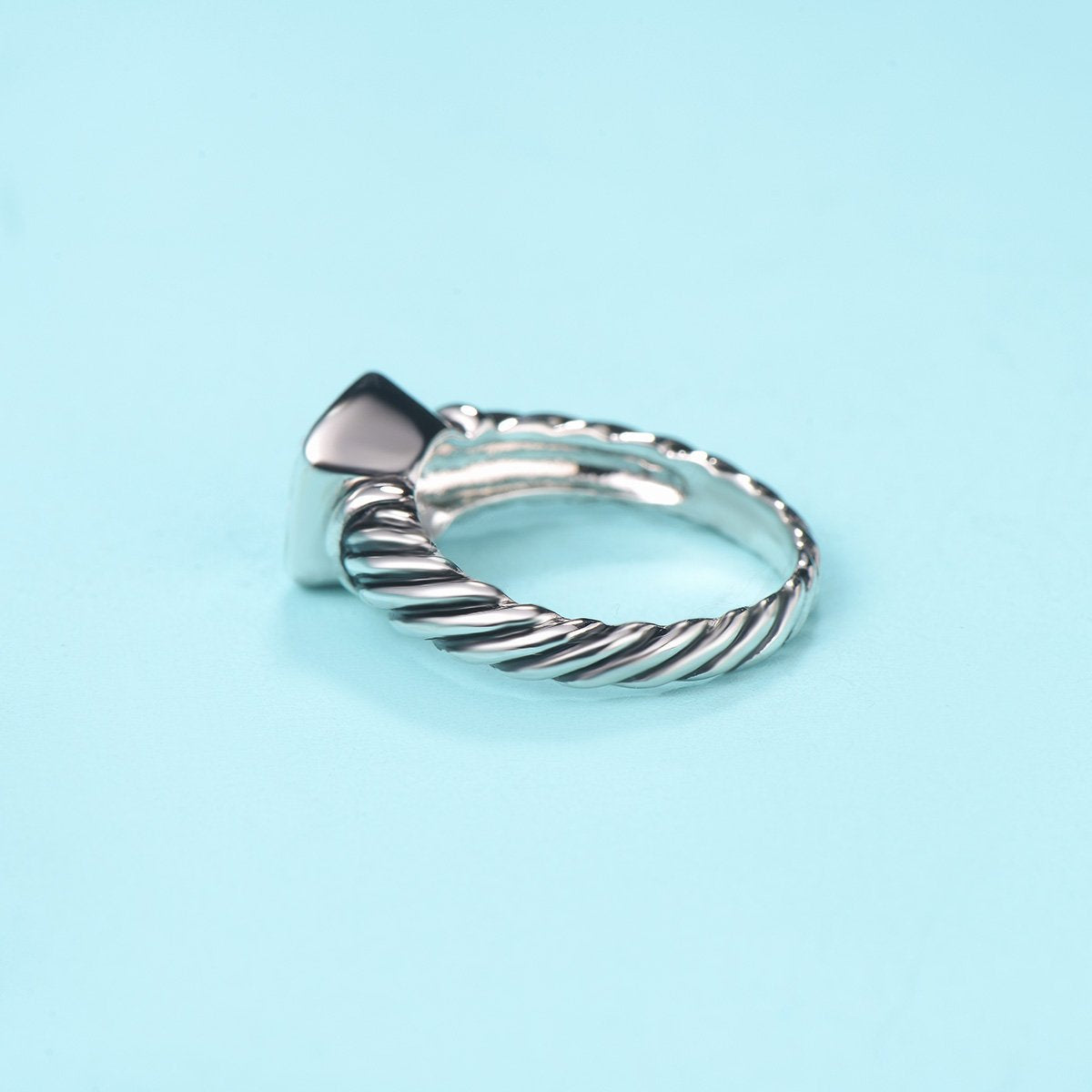UNY Jewel Twisted Cable Wire Petite CZ Ring Designer Inspired Fashion Brand Christmas Valentine Women Dupes Jewelry Gift (White, 7)