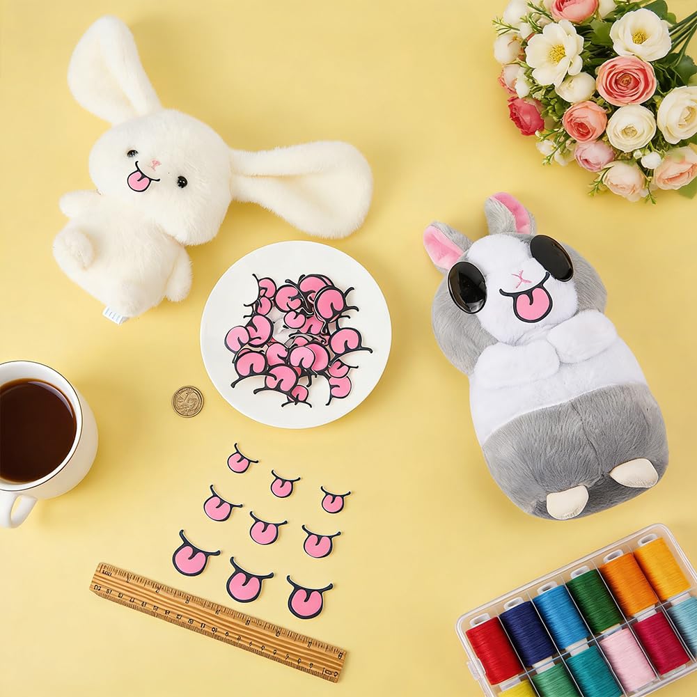 FINGERINSPIRE 300Pcs Felt Mouth 3 Sizes Pink Black Felts Mouths Felt Animal Mouth Patches Soft Felts Craft Mouths Supplies for DIY Amigurumi Stuffed Animals and Puppet Making Projects