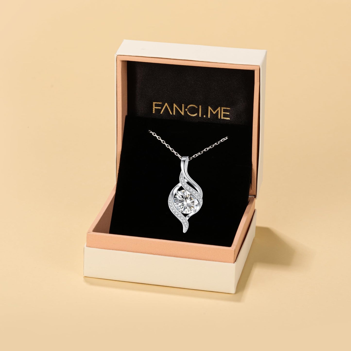 FANCIME April Birthstone Necklace for Women Round Cubic Zirconia Necklace S925 Sterling Silver full Love Birthday Gifts for Mom Women