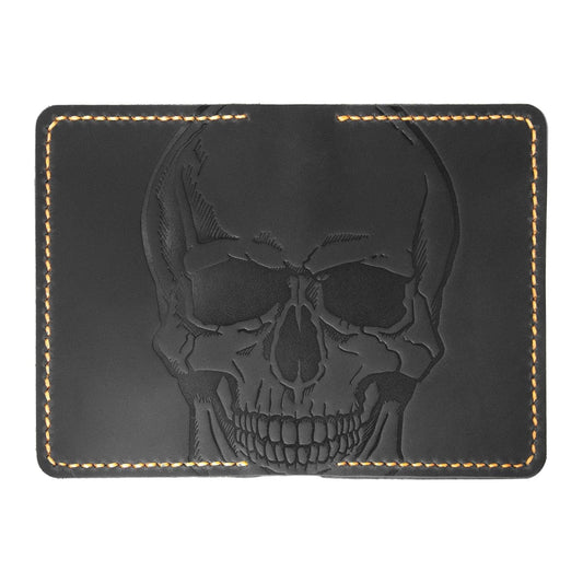 Turbosnail Leather for Men & Women Front Pocket Card Holder | Minimalist Wallet | Front Pocket Wallet | Leather Card Sleeve | Minimalist Handmade Card Holder (Style 1 (Skull and Bones))