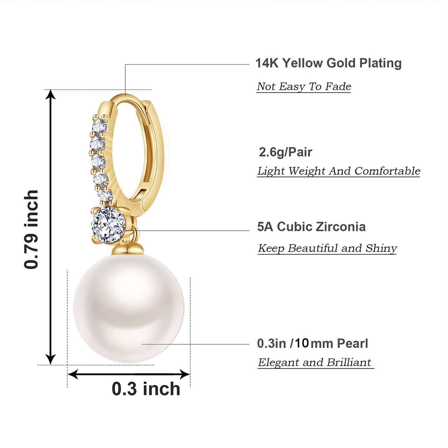 Pearl Earrings for Women Gold Dangle Pearl Earrings 14K Gold Plated Drop Earring for Women Trendy Dangling Earring Beach Party Earings Elegant Dangly Earings Wedding Bridal Jewelry for Gift ﻿