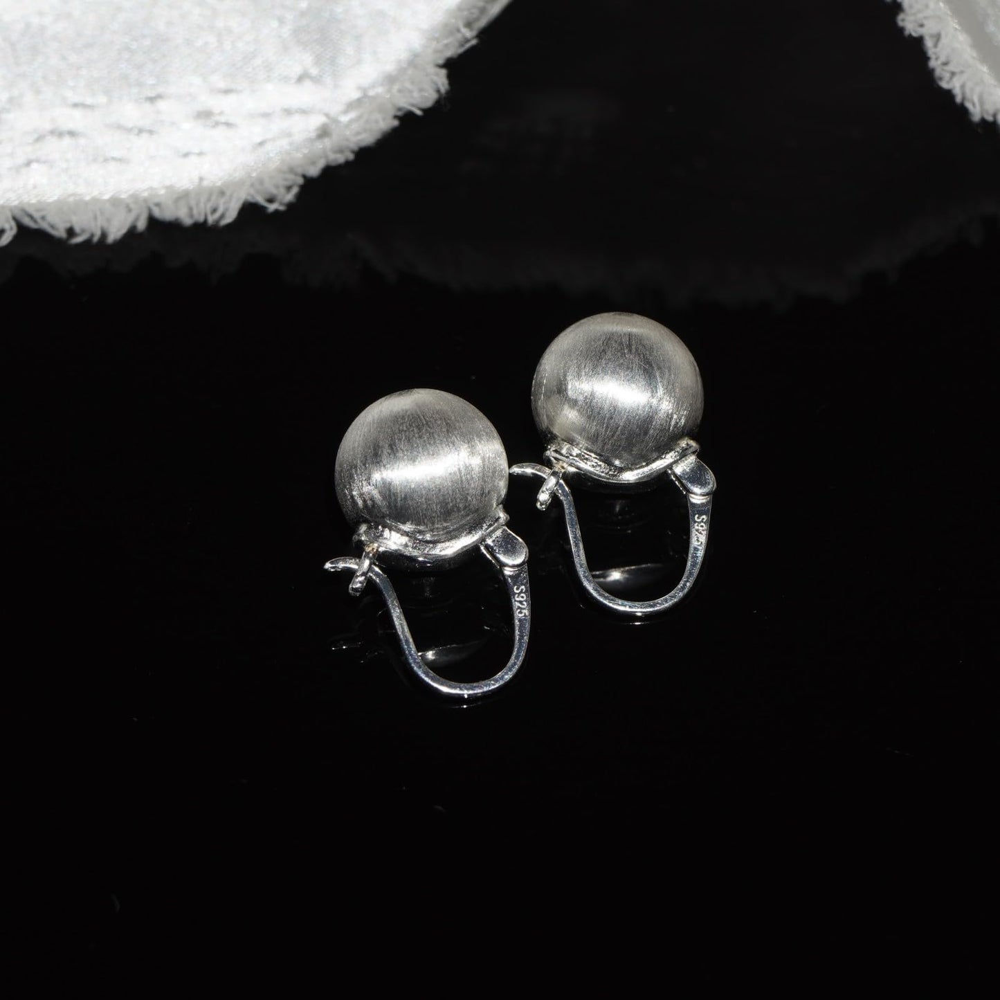 OwMell Elegant 925 Sterling Silver Pearl Drop Earrings Dangle Stud Gold Plated Earrings for Women Large Size 12mm - Brushed Silver