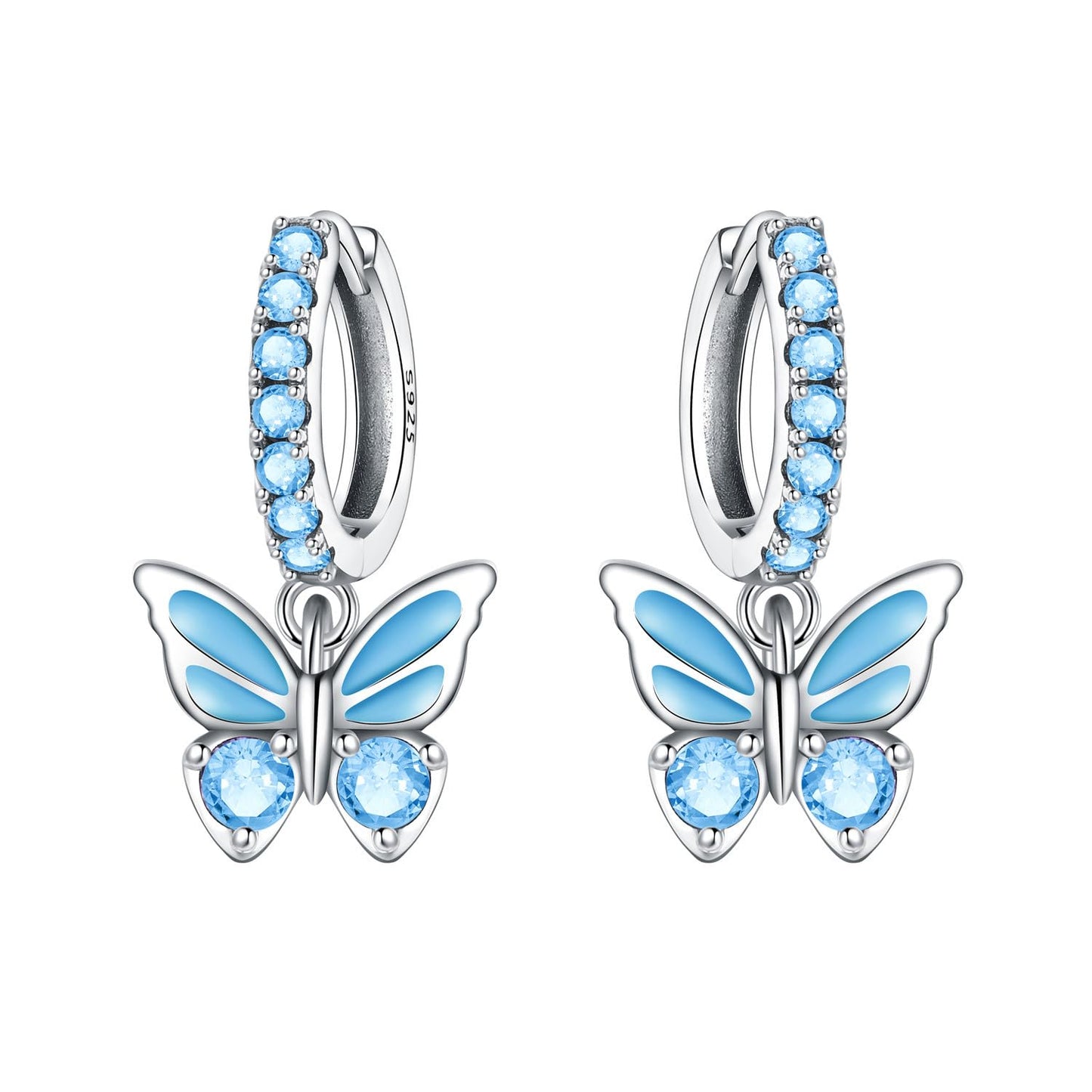Cycuff 925 Sterling Silver Hoop Earrings Colorful Cubic Zirconia Jewelry Drop Earrings for Women Set Earring Presents for Her