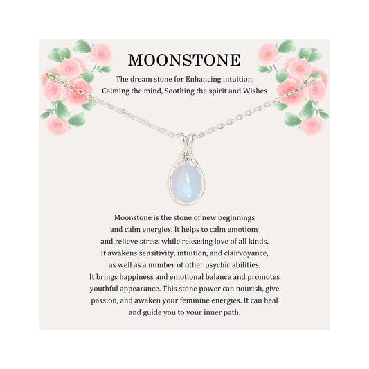 New Beginnings Gifts Moonstone Necklace for Women, Sterling Silver Moonstone Jewelry, Divorce Gift, Healing Gift, New Job, Sobriety Gifts for Women