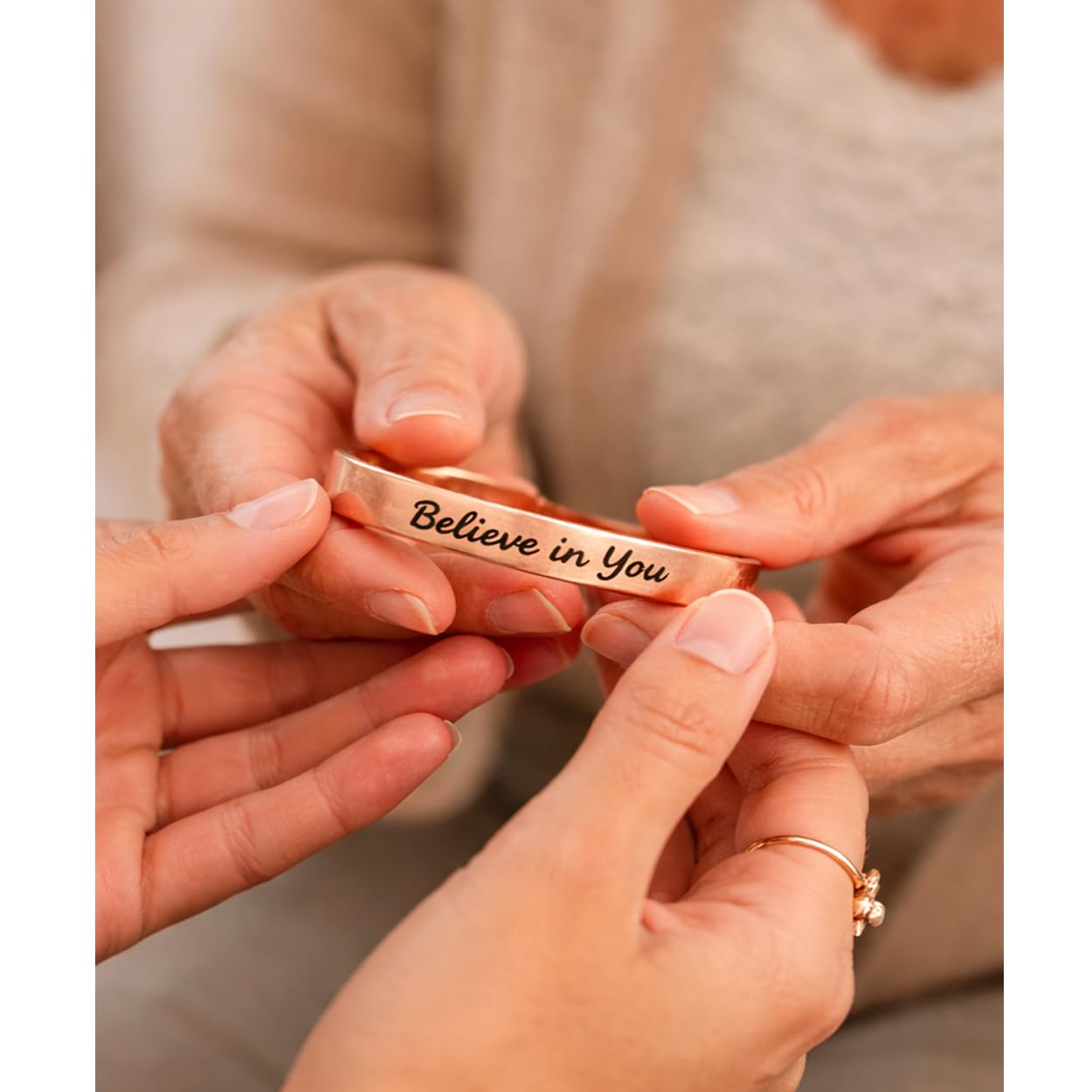 Touchstone Inspirational Copper Engraved Magnetic Bracelets for Women-Personalized Jewelry Gifts for Best Friend/Mom/Daughter/Sister - Adjustable Bracelet in a Gift Box Believe in You