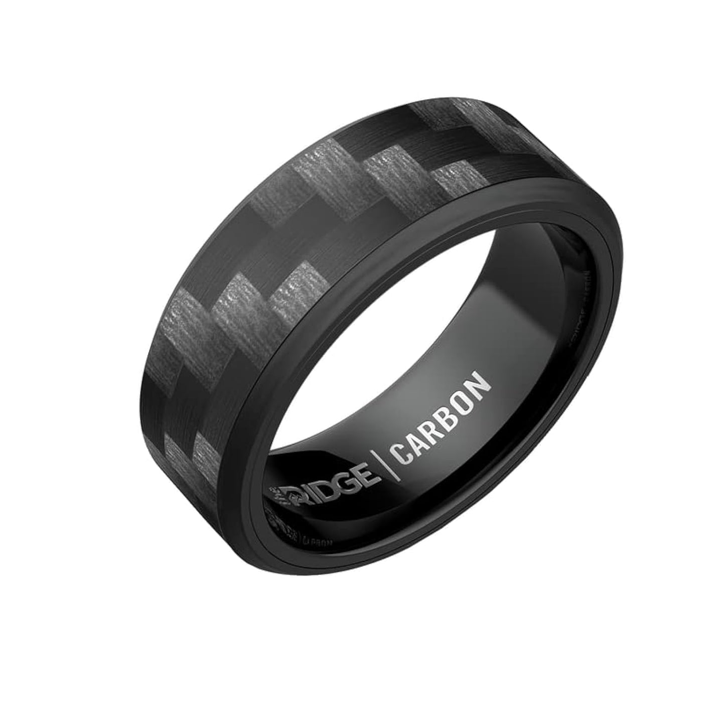 The Ridge Carbon Fiber 3K Beveled Ring Comfort Fit Wedding Band - 7.5