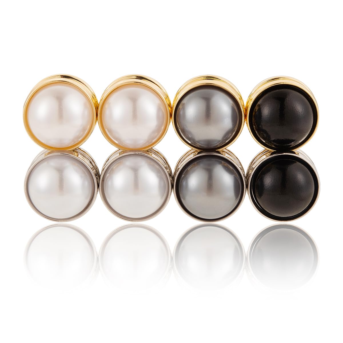 Strong Pearl Safety Magnetic Hijab Pins for Women and Girls - Niqab Clothes Scarves Magnet (D-Black&Grey)