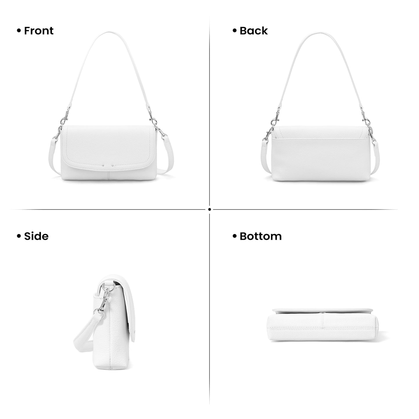 befen Genuine Leather Small Crossbody Bags for Women,Real Leather Purses with Built in RFID Wallet,Trendy Cell Phone Purse Shoulder Bag,White Travel Purse Handbags with Card Slots and Adjustable Strap