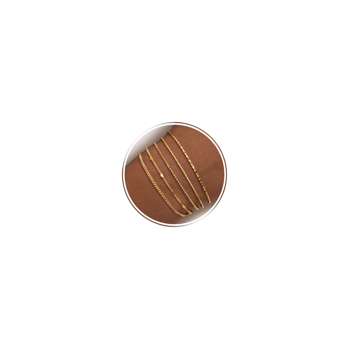 Dainty Gold Bracelets Set for Women Stackable, 14K Gold Plated Stainless Steel Layered Bracelets, Simple Waterproof Non Tarnish Link Chain Bracelets, 5Pcs Jewelry Gifts fpr Women