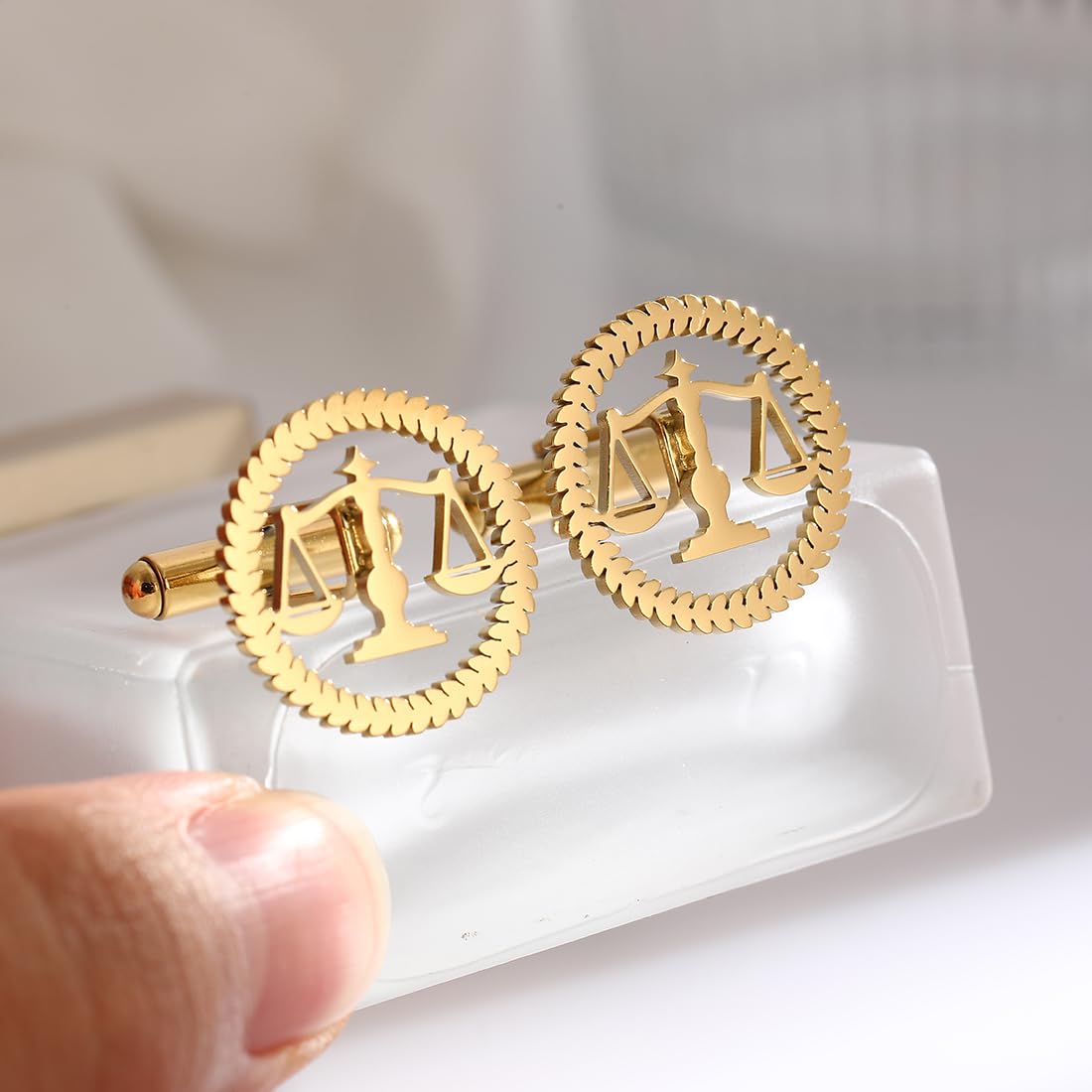 Metal Balance Badges Suit Brooch Libra Scales Brooches For Men (gold pin+tie clip+ cuff-link)