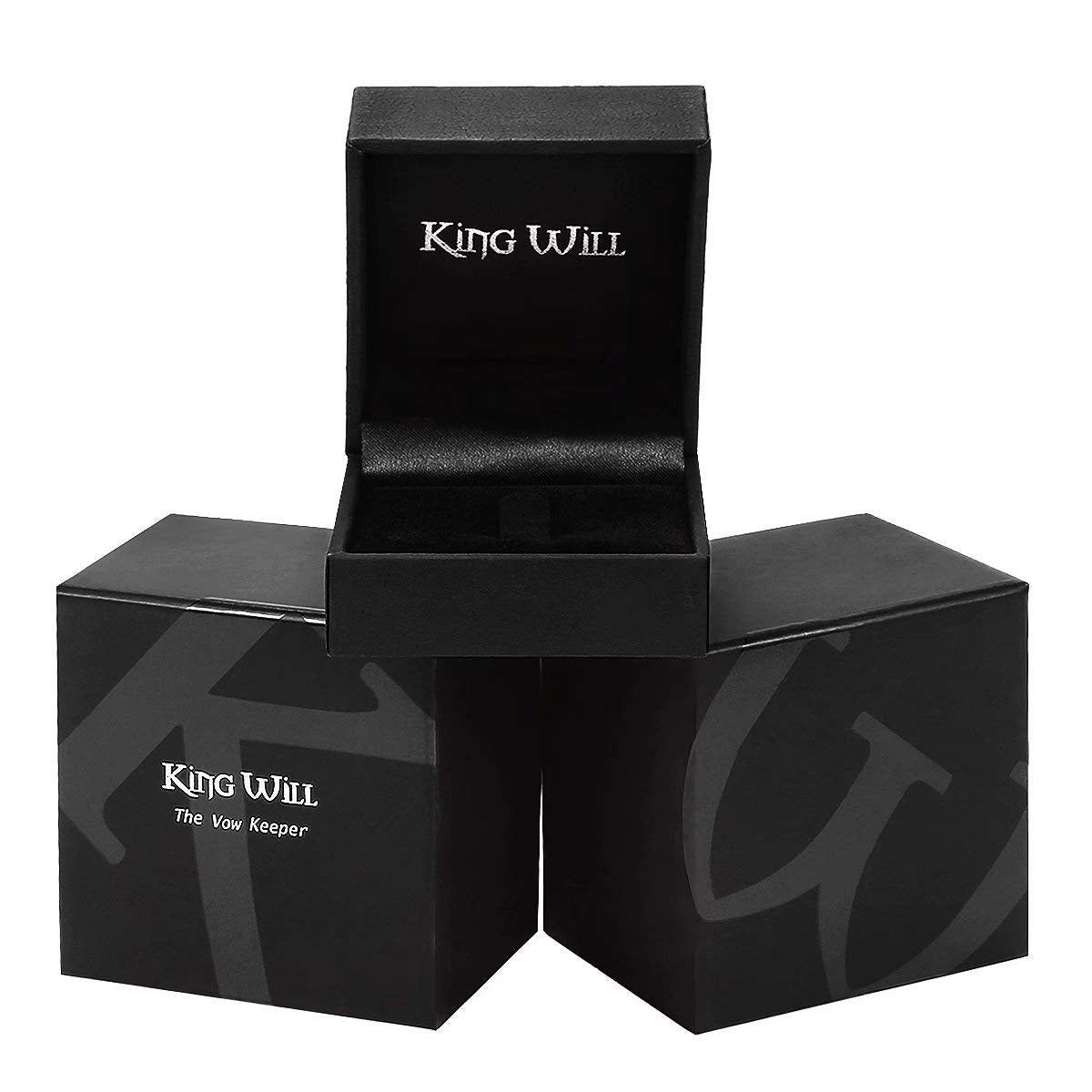King Will 9mm Men's Black Wedding Ring - Brushed Matte Surface, Beveled Polished Edge, Comfort Fit Size 12