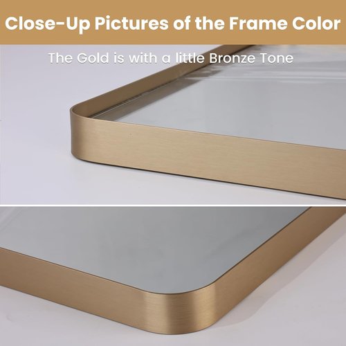 LOAAO Gold Bathroom Mirror - Rounded Rectangle Design, Anti-Rust Tempered Glass, 40" x 32" | Wall-Mounted Vanity Mirror
