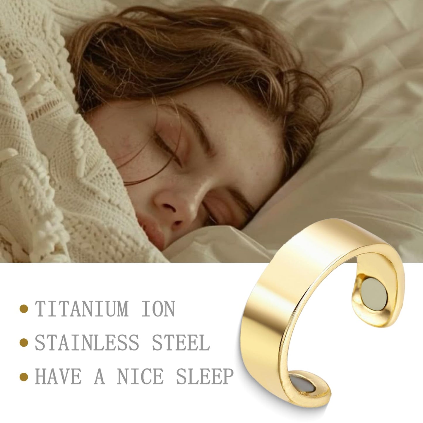 LIU JUN Rings for Women, Magtherapy Lymphatic Drainage Titanium Ion Rings Lymph Nodes Acupuncture Therapy Open Olux Ring For Women Men Health Jewelry Gifts (2Pcs-gold+gold)