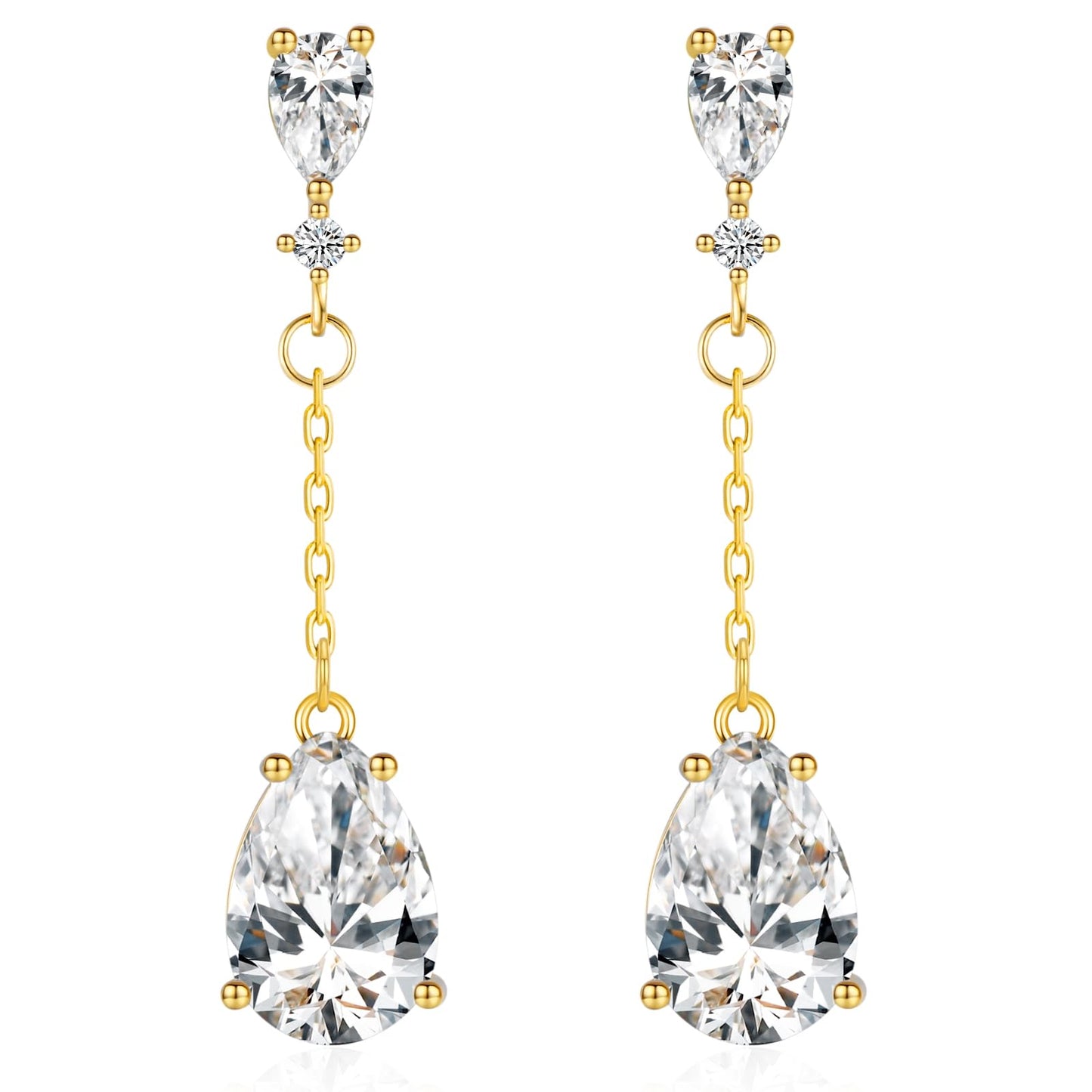 SBLING Cubic Zirconia Teardrop Earrings Wedding Earrings for Brides Bridesmaids, Bridal Dangle Earrings, Teardrop Crystal Drop earrings for Women Jewelry Gifts