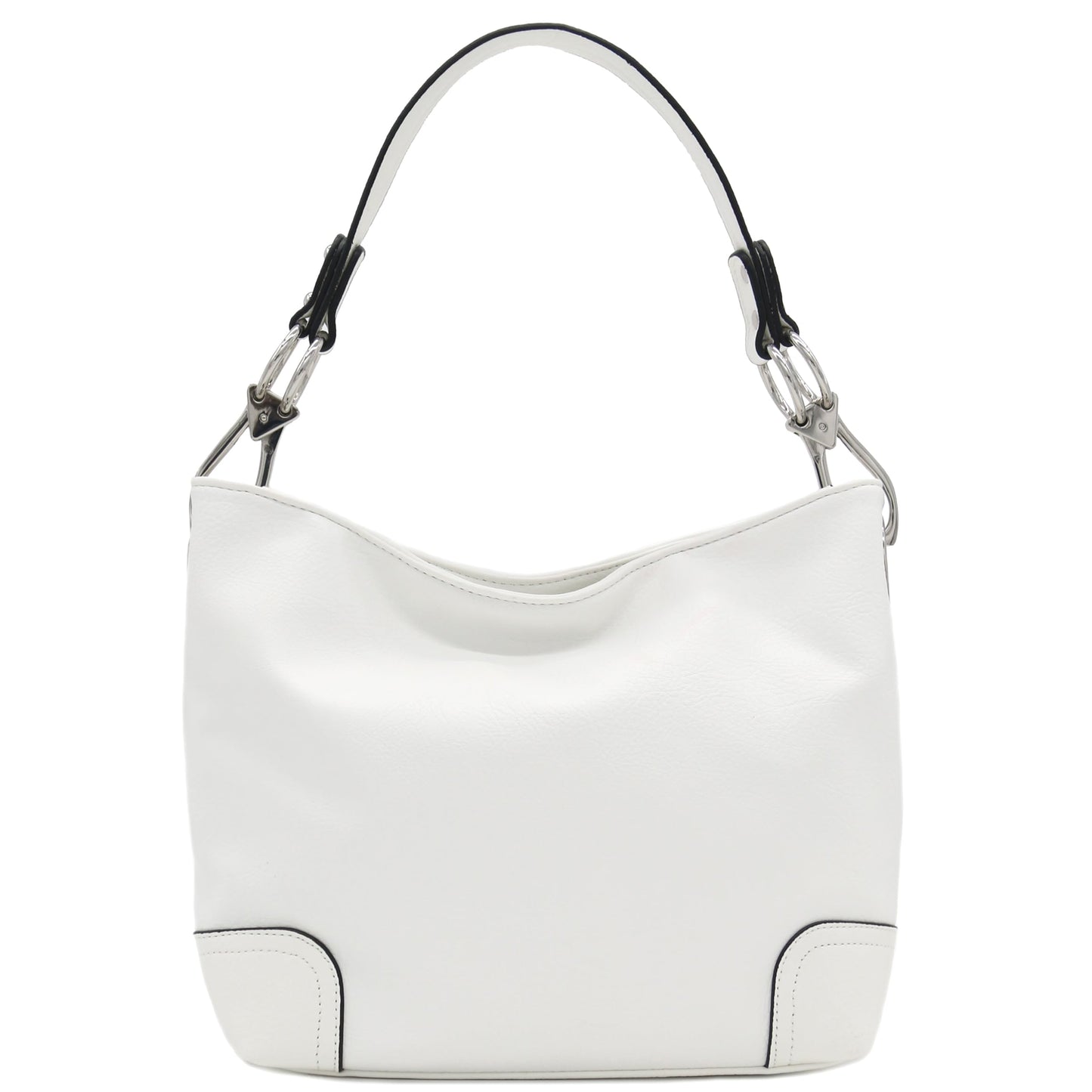 Hobo Shoulder Bag with Big Snap Hook Hardware (White)