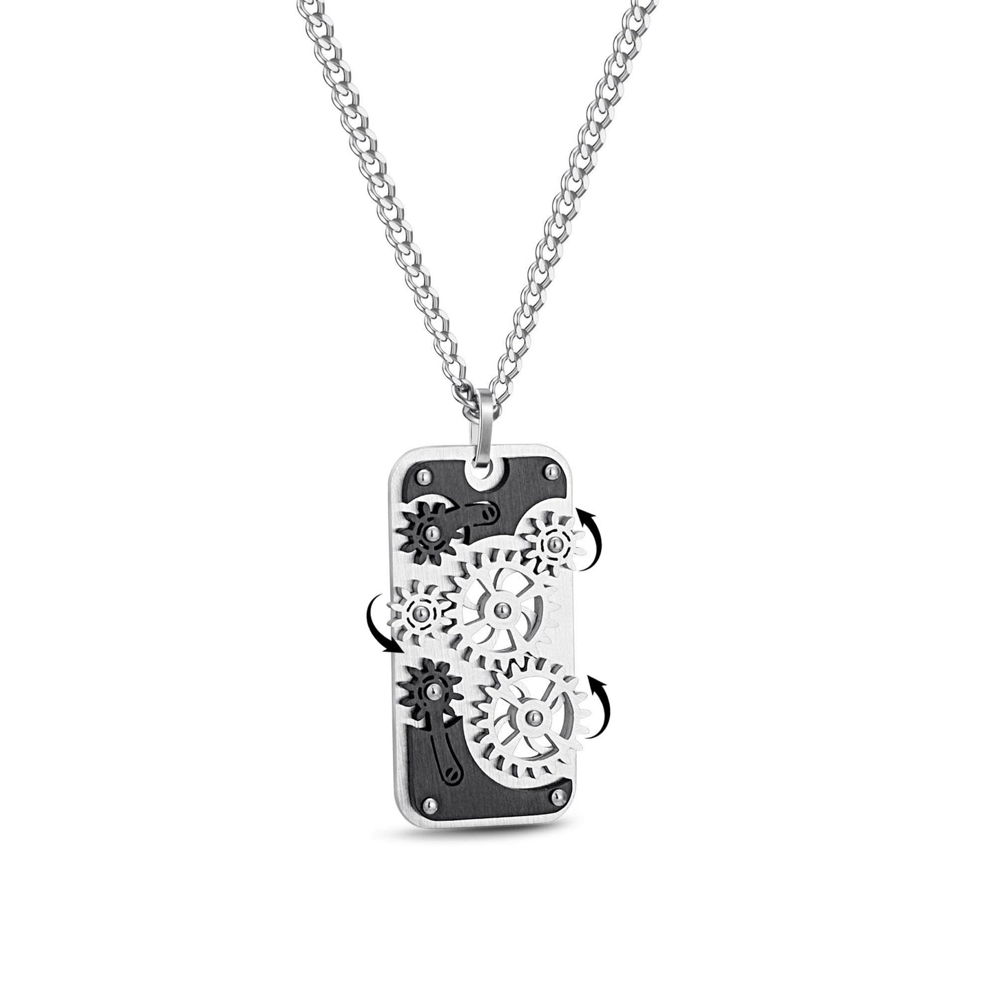 Velryn Stainless Steel Mechanical Rotatable Gear Pendant Necklace for Mens – Fidget Jewelry for Anxiety Relief, Stress – Steampunk Cyberpunk Accessories for Men – Gifts for Father Husband Boyfriend
