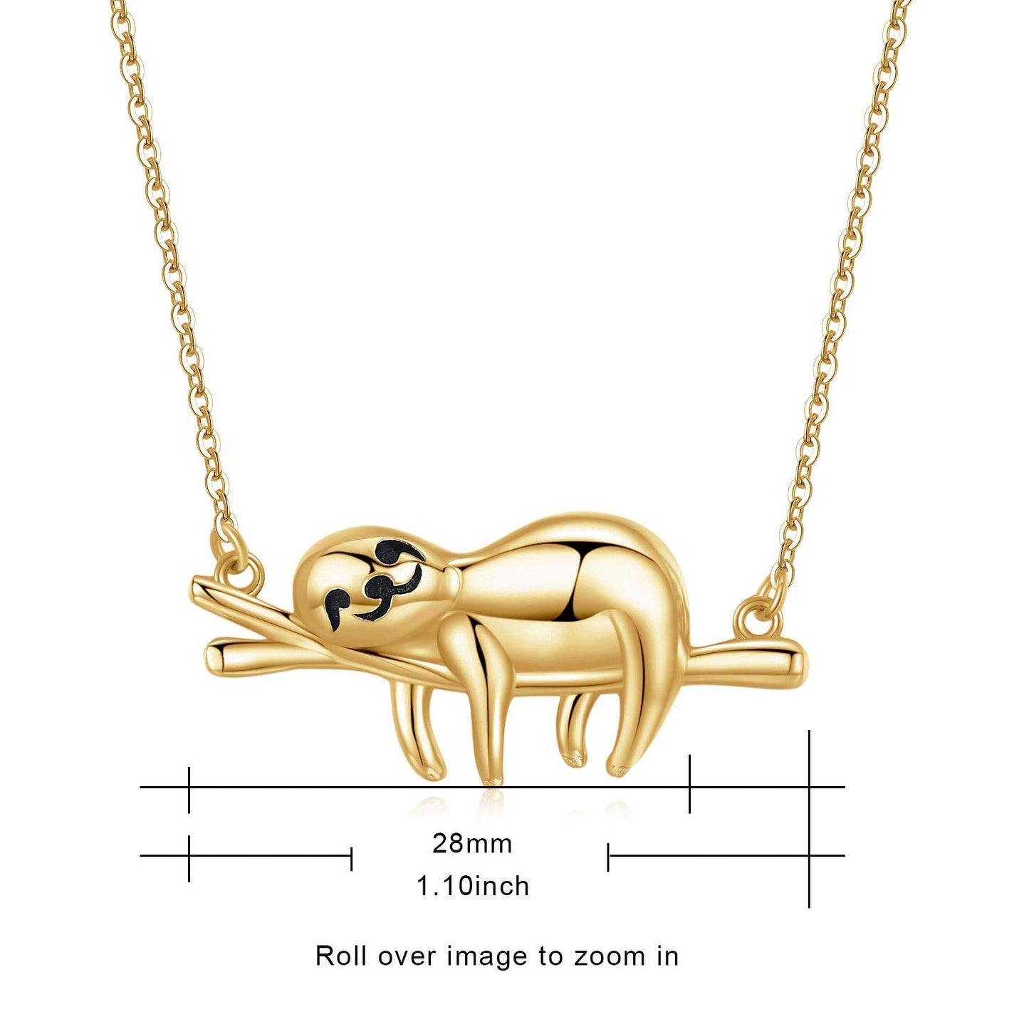 JUSTKIDSTOY Sloth Gifts for Women 925 Sterling Silver Cute Gold Sloth Animal Pendant Necklace “Slow Down Be Happy” Animal Jewelry Valentines Day Gifts for Girlfriend Wife Daughter