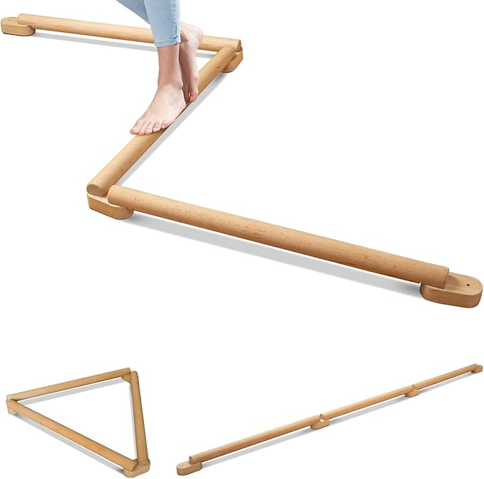 8 FT Adjustable Beech Wood Balance Beam for Indoor and Outdoor UseImprove Balance,Flexibility, Ankle Foot Strength for All Ages Physical Therapy for Plantar Fasciitis Relief
