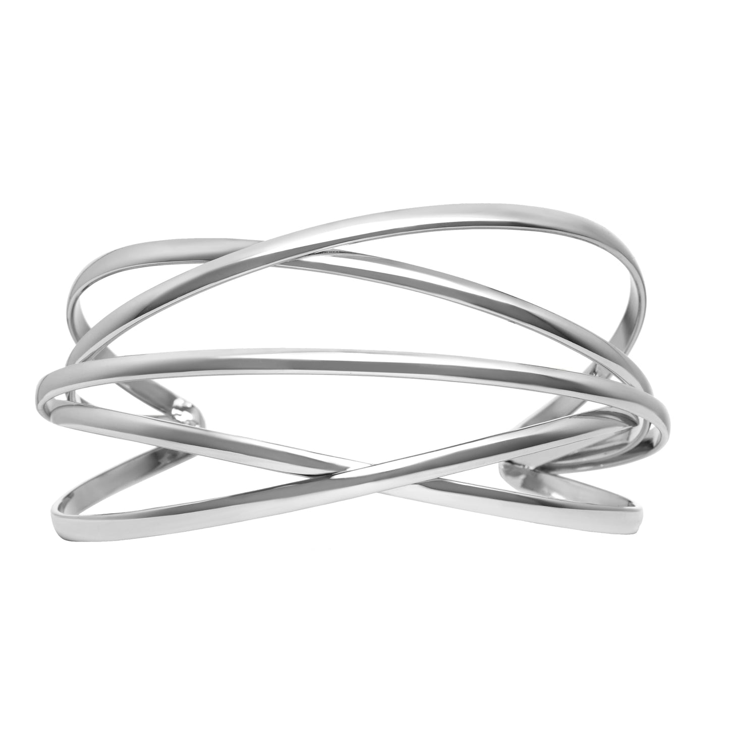 SELFWIMG Silver Bangle Bracelets for Women Chunky Cuff Bracelets Fashion Multi-layer Cross Wire Cuff Bangle Bracelet Open Wrist Fashion Jewelry Gifts