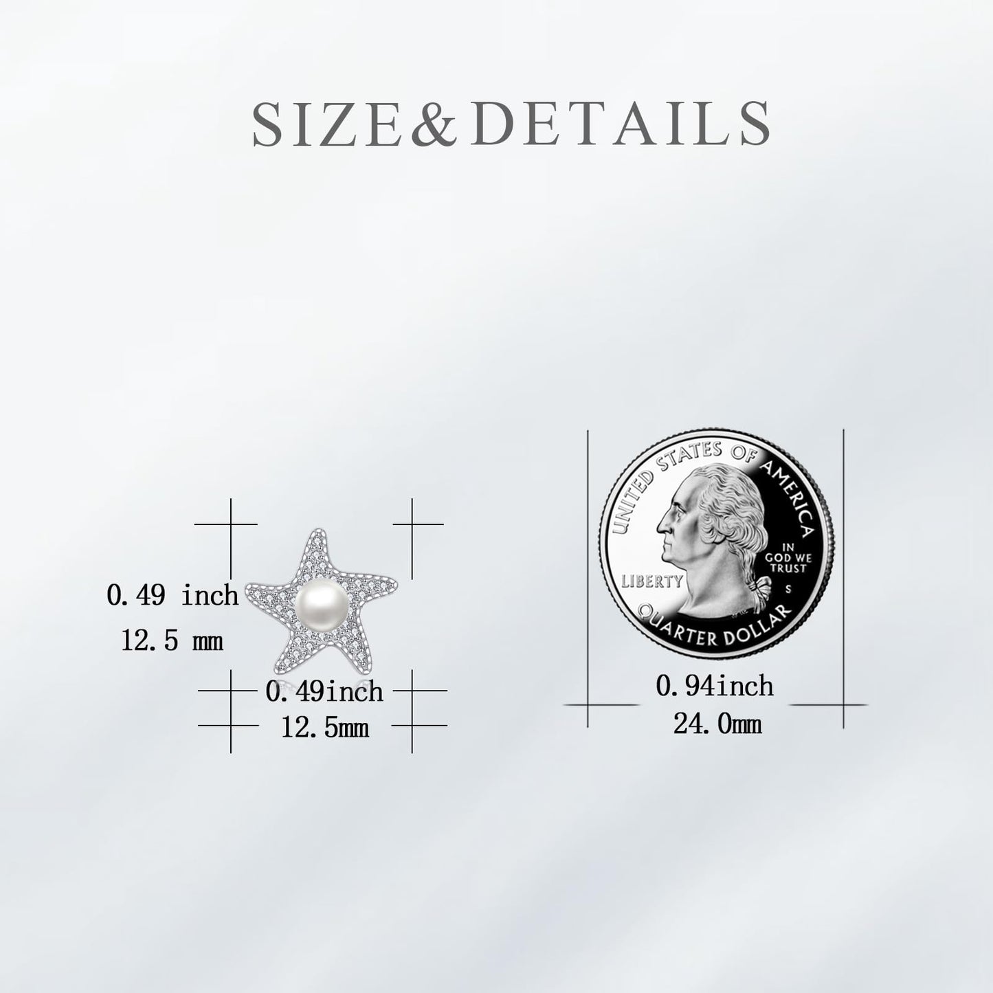 POPLYKE Starfish Earrings for Women Sterling Silver Freshwater Pearl Stud Jewelry Gifts Wedding Bridesmaids Anniversary