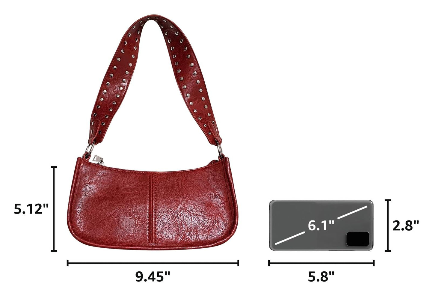 GETERUUV Shoulder Bags for Women Y2k Purse and Handbags Retro Studded Crossbody Bag Small Shoulder Purse Leather Hobo Handbag