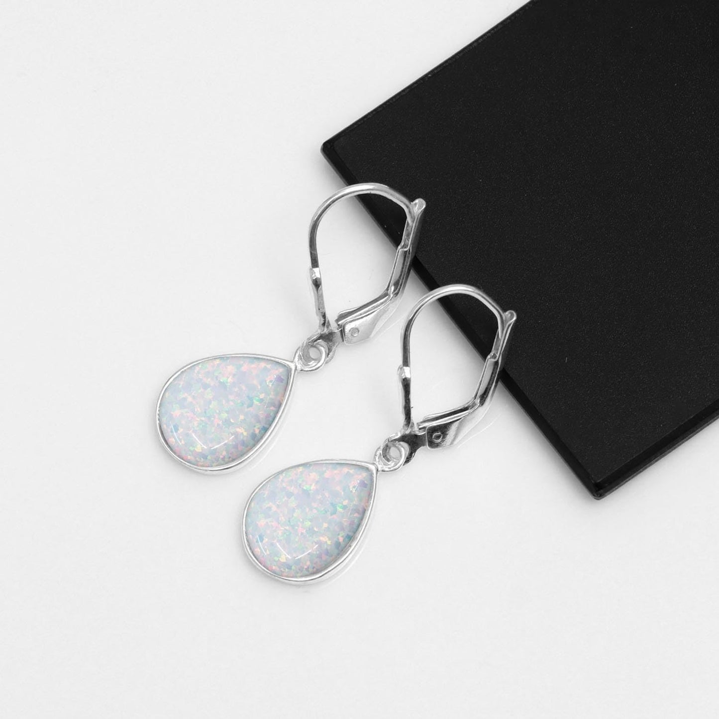 LeCalla 925 Sterling Silver Teardrop Leverback Earrings for Women | Pear Shaped Yellow Opal Dangle Earrings 30MM