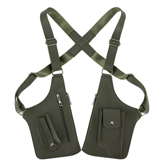 Pawbena Double Shoulder Armpit Bag for Men, Anti-Theft Underarm Shoulder Holster Bag with Adjustable Strap, Hidden Phone Wallet Pocket for Travel & Daily Commute (Army Green)