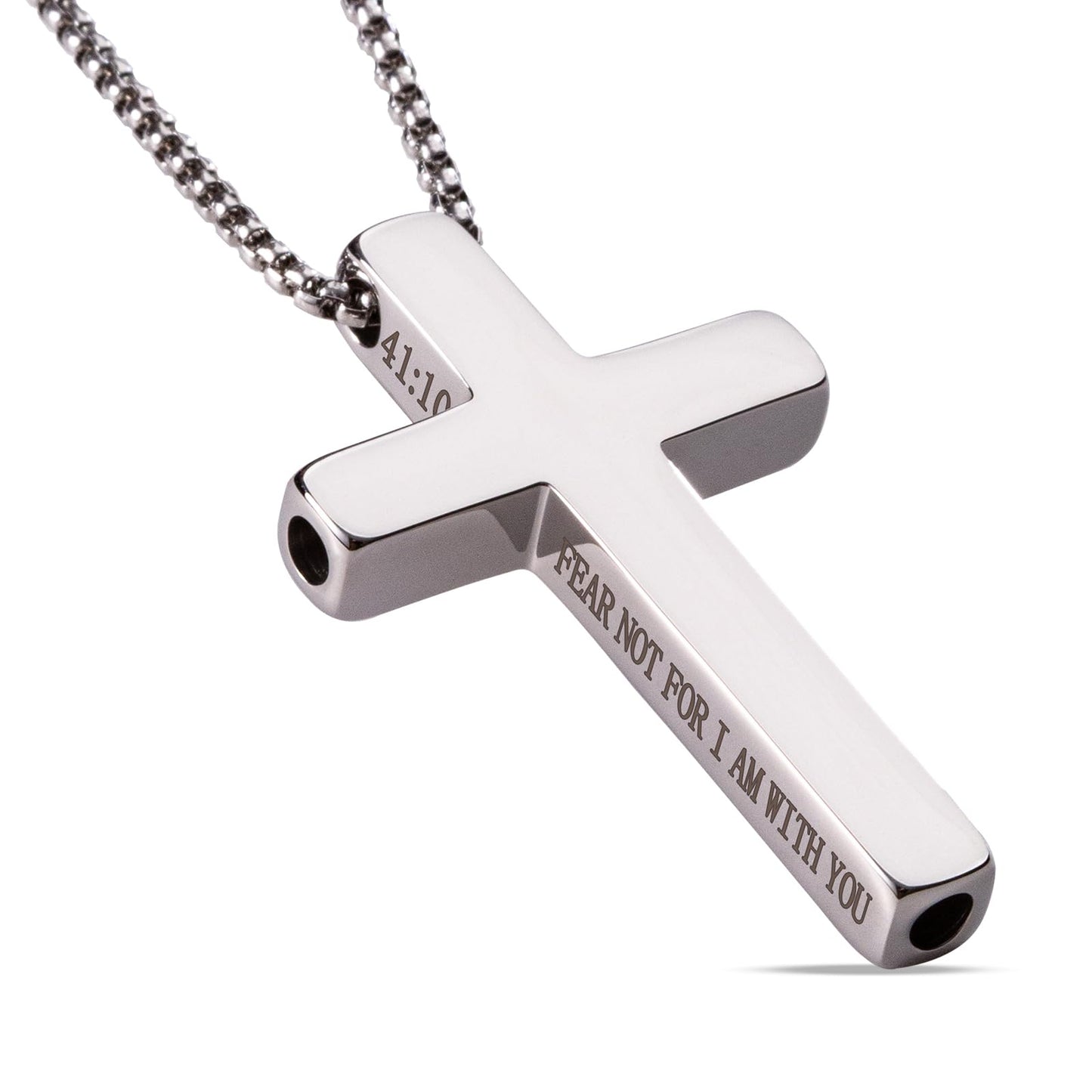 FUNPAR Cross Breathing Necklace for Anxiety Relief and Relaxation, Breathlink Design Quit Smoking Aid, Stainless Steel Mindfulness Tool to Calm, Stylish Wellness Gift for Adults(Silver 41:10)