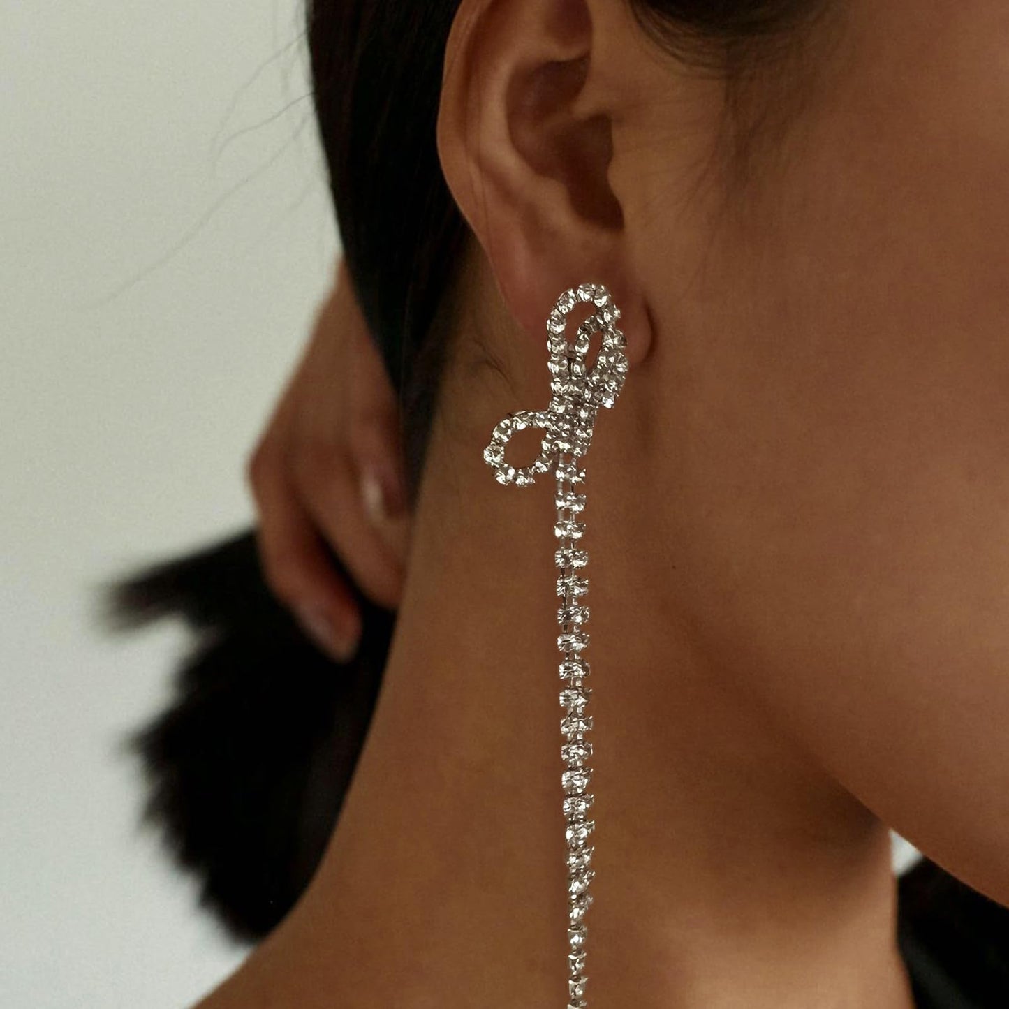 LULII Tennis Necklace Set for Women Dainty Sterling Silver Necklace and Earring Sets Rhinestone Bow Dangle Earrings Crystal Bracelets for Women Silver Jewelry Sets for Bride Gift