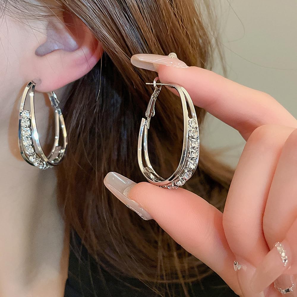 2 Pairs Lymphatic Drainage Slimming Hoop Earrings, Lymphvity Activity Germanium Acupuncture Therapy Hoop Earrings Fashion Jewelry Gift For Women Men (gold+silver)