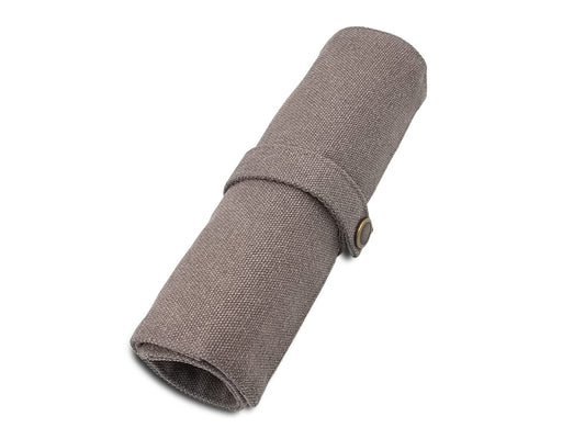Funny live Pure Color Pen Pencil Wrap Pencils Roll Holder,Simple Retro Style Pen Pouch Bag Coloring Pencils Organizer Holder Colored Pen Paint Brush Storage Pouch (Grey)