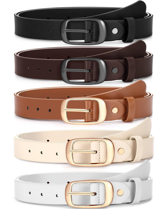 SATINIOR 5 Pack Women's Leather Belts for Jeans & Dresses (M: Fit Waist 31-36 Inches)