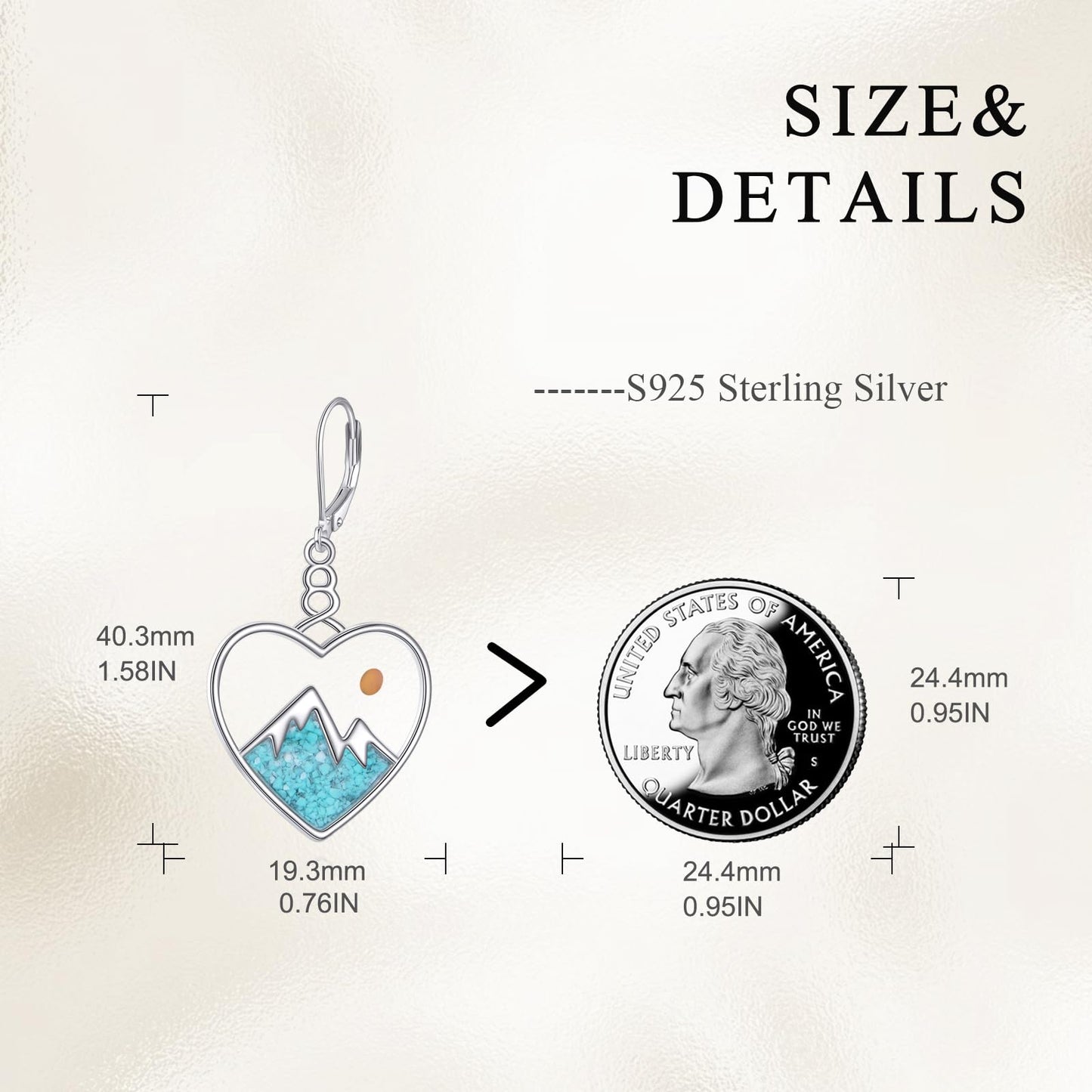 AOBOCO Heart Mustard Seed Earrings for Women Sterling Silver Mountain Dangle Christian Mustard Seed Jewelry Mothers Day Birthday Gifts for Mom (Heart Turquoise Earrings)