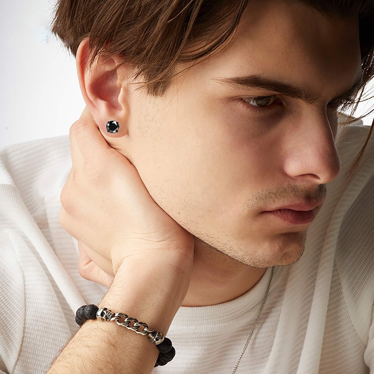 NEWITIN 15 Pairs Magnetic Stud Earrings for Men Clip on Earrings Stainless Steel Magnet Earring Unisex CZ Hoop Magnetic Stud Earring Set for Men Women