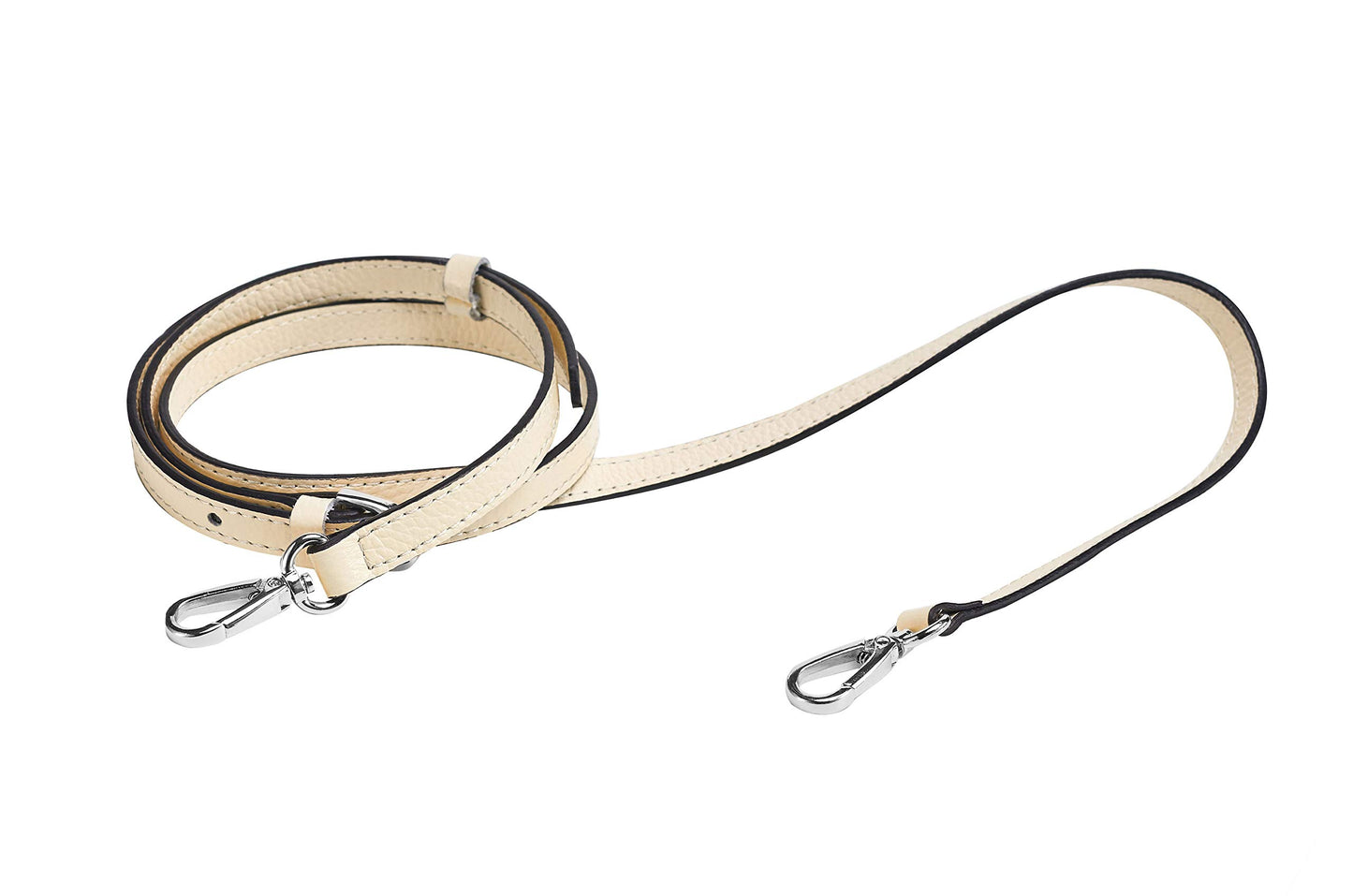 LIVE UP Full Grain Purse Strap Genuine Leather Replacement for Cross Body Bag Handbags(Beige-Silver Buckles)