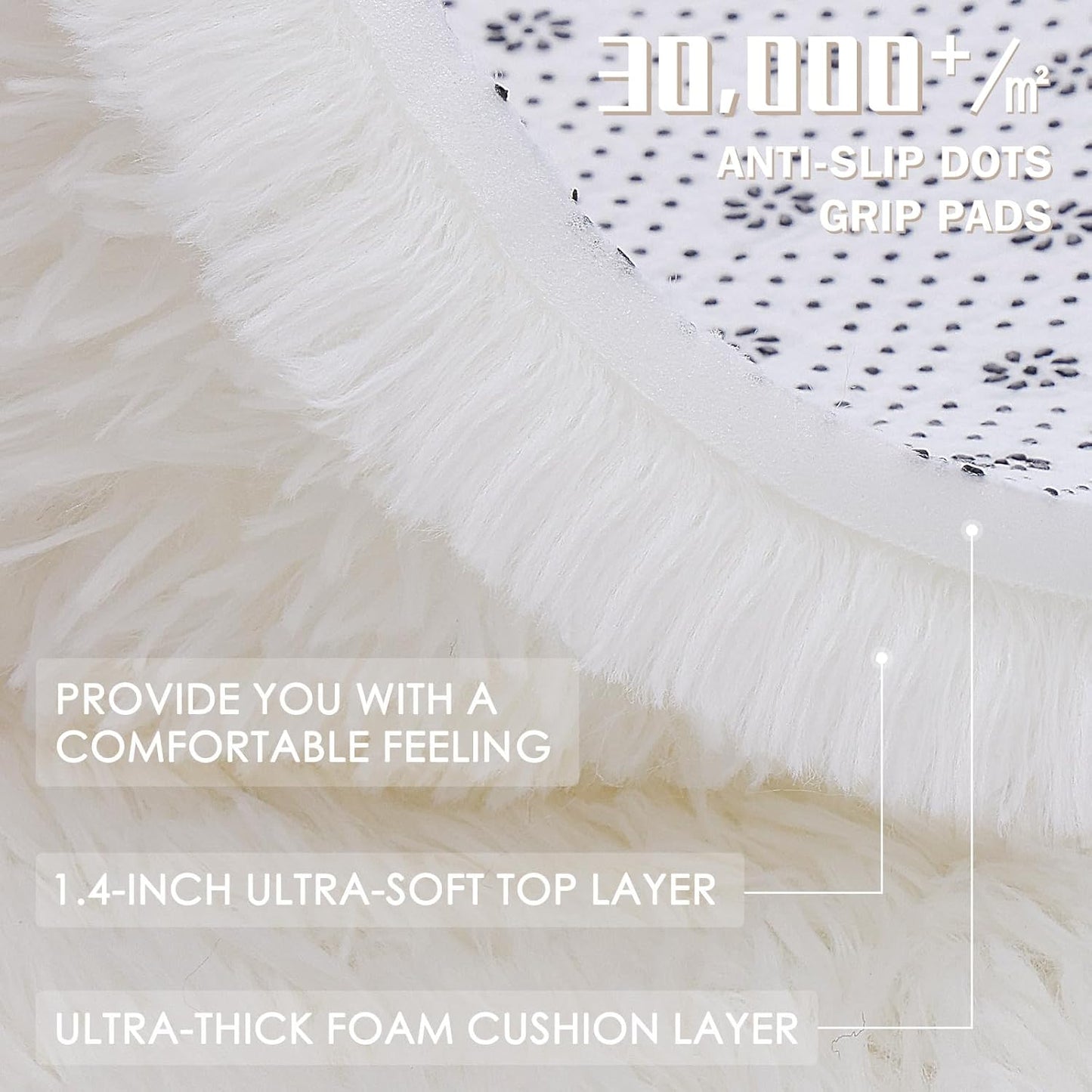 OLANLY Runner Rugs - Machine Washable Soft Fluffy Shaggy Design for Hallway & Bedroom | Ivory